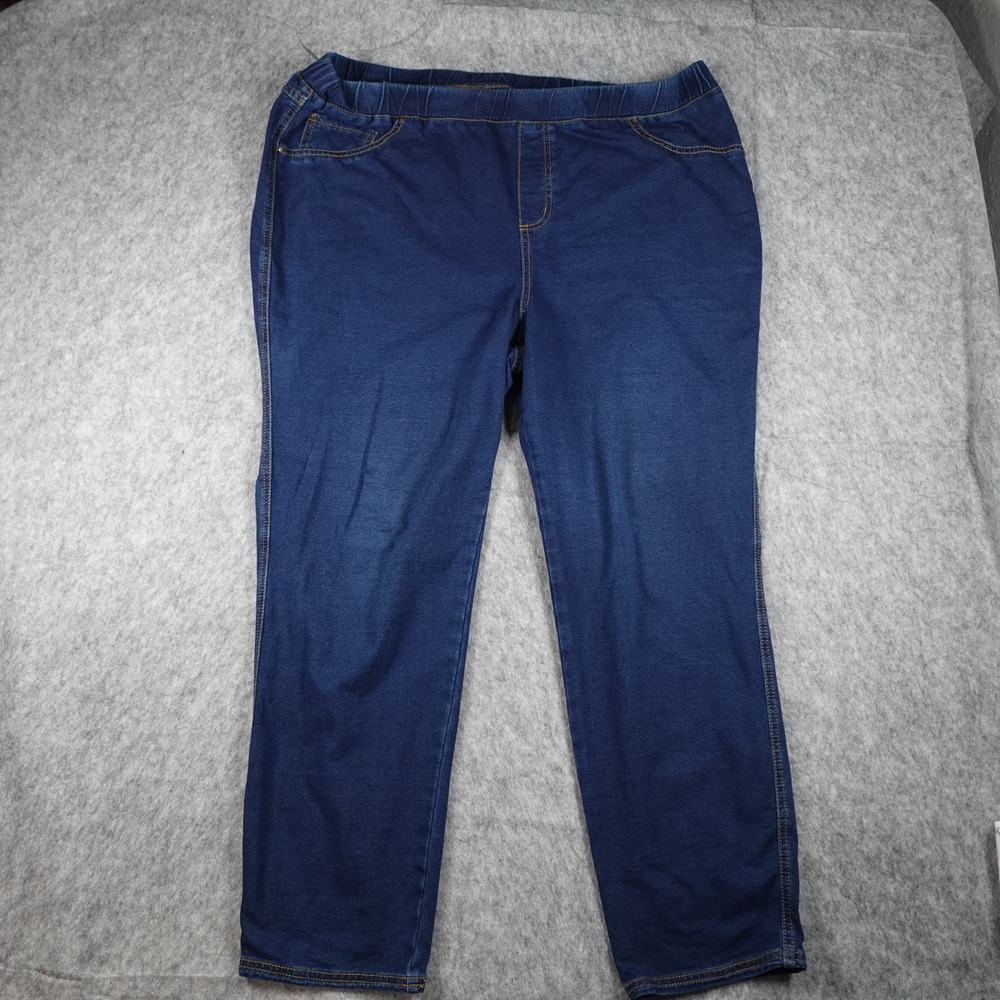 Catherines Pants Women 2X 22/24W Blue Comfort Fit Elastic Waist Stretch Jeggings
